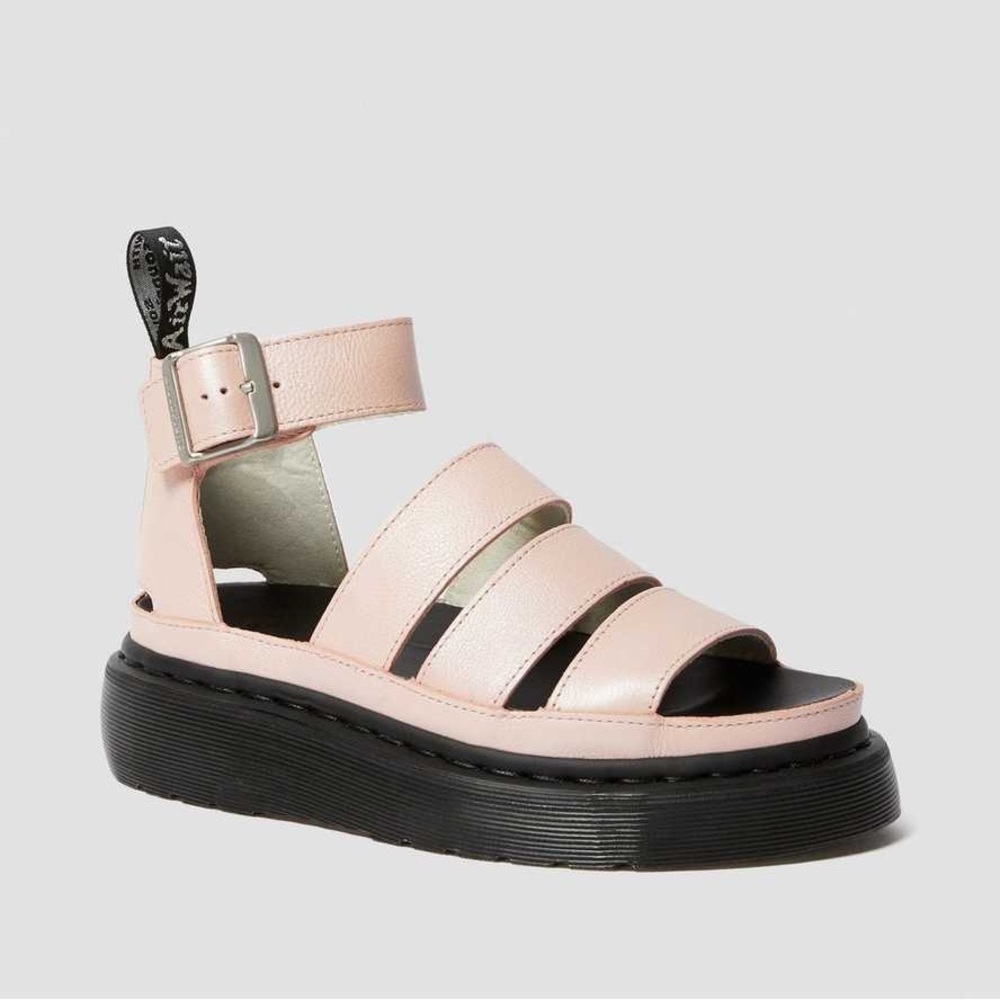 CLARISSA II METALLIC LEATHER PLATFORM SANDALS